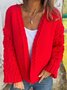 Cardigans Femmes Décontracté Plain Hiver Quotidien Ample Manches Longues Fil/fil de laine Droit Élasticité moyenne