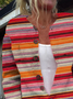 Cardigans Rayé Décontracté Printemps / Automne Micro-élasticité Quotidien Manches Longues Régulier Droit Régulier pour Femmes