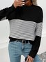 Pulls Femmes Rayé Décontracté Hiver Naturel Poids lourd Quotidien Manches Longues Col Rond Régulier