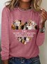 T-shirts Décontracté Imprimé d'Animal Printemps / Automne Quotidien Manches Longues Col Rond en Mélangé de Coton Droit Régulier pour Femmes