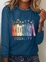 T-shirts Décontracté Floral Printemps / Automne Quotidien Manches Longues Col Rond en Mélangé de Coton Droit Régulier pour Femmes