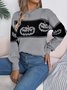 Pulls Décontracté Printemps / Automne Toussaint Naturel Ample Laine/Tricot Régulier Droit Régulier pour Femmes