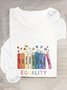 T-shirts Décontracté Floral Printemps / Automne Quotidien Manches Longues Col Rond en Mélangé de Coton Droit Régulier pour Femmes