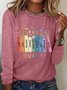 T-shirts Décontracté Floral Printemps / Automne Quotidien Manches Longues Col Rond en Mélangé de Coton Droit Régulier pour Femmes