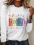 T-shirts Décontracté Floral Printemps / Automne Quotidien Manches Longues Col Rond en Mélangé de Coton Droit Régulier pour Femmes