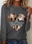 T-shirts Décontracté Imprimé d'Animal Printemps / Automne Quotidien Manches Longues Col Rond en Mélangé de Coton Droit Régulier pour Femmes