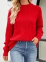 Pulls Femmes Décontracté Plain Hiver Poids lourd Ample Col Rond Fil/fil de laine Droit Élasticité moyenne