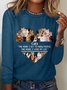 T-shirts Décontracté Imprimé d'Animal Printemps / Automne Quotidien Manches Longues Col Rond en Mélangé de Coton Droit Régulier pour Femmes