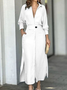 Femmes Plain Bleu Ciel Col Châle Confortable Robe Maxi Décontracté