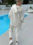 Deux Pièces Ensembles Décontracté Plain Printemps / Automne Micro-élasticité Quotidien Ample Jersey Top Avec Pantalons Droit pour Femmes