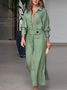 Femmes Plain Bleu Ciel Col Châle Confortable Robe Maxi Décontracté