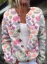 Cardigans Décontracté Floral Printemps / Automne Micro-élasticité Quotidien Ample Régulier Droit Boucle pour Femmes