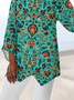 Chemisiers1 Rétro Ethnique Printemps / Automne Polyester Quotidien Ample Manches Longues Droit ré pour Femmes