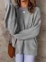 Pulls Décontracté Plain Printemps / Automne Micro-élasticité Quotidien Manches Longues Col Rond Droit Régulier pour Femmes
