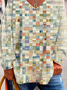 Chemisiers1 Décontracté Printemps / Automne Bloc de Couleur Col V Jersey Manches Longues Mi-long Régulier Élasticité moyenne pour Femmes