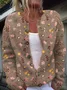 Cardigans Femmes Décontracté Floral Printemps / Automne Polyester Quotidien Ample Régulier Droit Régulier