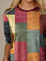 T-shirts Décontracté Printemps / Automne Abstrait Graphique Micro-élasticité Jersey Manches Longues Régulier Droit Régulier pour Femmes