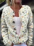 Cardigans Femmes Décontracté Floral Printemps / Automne Polyester Quotidien Ample Régulier Droit Régulier
