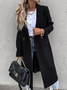 à Col Revers Manches Longues Régulier Plain Manteau pour Femmes
