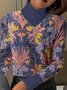 T-shirts Femmes Rétro Ethnique Printemps / Automne Polyester Coupe Régulière Meilleure vente Manches Longues Droit Faux Col