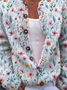 Cardigans Décontracté Floral Printemps / Automne Micro-élasticité Quotidien Ample Manches Longues Droit Régulier pour Femmes