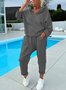 Deux Pièces Ensembles Décontracté Plain Printemps / Automne Micro-élasticité Quotidien Ample Jersey Top Avec Pantalons Droit pour Femmes