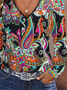 T-shirts Femmes Décontracté anacardier Fleurs Printemps / Automne Quotidien Ample Manches Longues Régulier Droit ré
