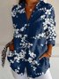 Chemises Femmes Rétro Floral Printemps / Automne Boutonné Aucune élasticité Quotidien Manches Longues Droit Col de Chemise