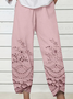 Pantalons Femmes Décontracté Floral Printemps / Automne Polyester Aucune élasticité Ample Taille Élastique Pantalon droit Poche Couture
