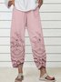 Pantalons Femmes Décontracté Floral Printemps / Automne Polyester Aucune élasticité Ample Taille Élastique Pantalon droit Poche Couture