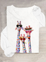 T-shirts Femmes Décontracté Printemps / Automne Chat Meilleure vente Manches Longues Col Rond en Mélangé de Coton Régulier Droit