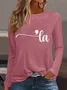 T-shirts Décontracté Printemps / Automne Lettres de texte Quotidien Manches Longues Col Rond Droit Régulier Élasticité moyenne pour Femmes
