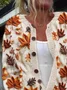 Cardigans Décontracté Printemps / Automne Feuille d'Érable Polyester Micro-élasticité Ample Droit Boucle Régulier pour Femmes