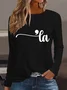 T-shirts Décontracté Printemps / Automne Lettres de texte Quotidien Manches Longues Col Rond Droit Régulier Élasticité moyenne pour Femmes