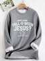 Sweat-shirts Femmes Décontracté Hiver Jésus Copie Quotidien Ample Jour de Thanksgiving Manches Longues en Mélangé de Coton en Toison