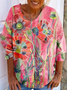 T-shirts Femmes Décontracté Floral Printemps / Automne Micro-élasticité Quotidien Ample Jersey Manches Longues Droit