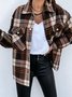 Micro-élasticité Manches Longues Régulier Plaid Blouson Boucle pour Femmes