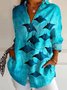 Chemises Femmes Rétro Floral Printemps / Automne Boutonné Aucune élasticité Quotidien Manches Longues Droit Col de Chemise
