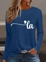 T-shirts Décontracté Printemps / Automne Lettres de texte Quotidien Manches Longues Col Rond Droit Régulier Élasticité moyenne pour Femmes