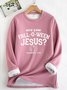 Sweat-shirts Femmes Décontracté Hiver Jésus Copie Quotidien Ample Jour de Thanksgiving Manches Longues en Mélangé de Coton en Toison