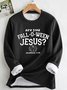 Sweat-shirts Femmes Décontracté Hiver Jésus Copie Quotidien Ample Jour de Thanksgiving Manches Longues en Mélangé de Coton en Toison