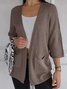 Cardigans Femmes Décontracté Plain Printemps / Automne Col V Quotidien Ample Manches trois quarts Régulier Régulier
