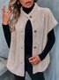 Micro-élasticité Col Montant Mancheron Épaissi Plain Caniche Blouson Boutonné pour Femmes