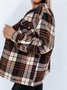 Micro-élasticité Manches Longues Régulier Plaid Blouson Boucle pour Femmes