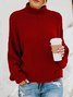 Pulls Femmes Décontracté Plain Printemps / Automne Naturel Col Roulé Fil/fil de laine Régulier Droit Régulier
