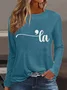 T-shirts Décontracté Printemps / Automne Lettres de texte Quotidien Manches Longues Col Rond Droit Régulier Élasticité moyenne pour Femmes