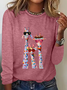 T-shirts Femmes Décontracté Printemps / Automne Chat Meilleure vente Manches Longues Col Rond en Mélangé de Coton Régulier Droit