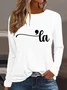 T-shirts Décontracté Printemps / Automne Lettres de texte Quotidien Manches Longues Col Rond Droit Régulier Élasticité moyenne pour Femmes