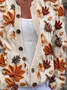 Cardigans Décontracté Printemps / Automne Feuille d'Érable Polyester Micro-élasticité Ample Droit Boucle Régulier pour Femmes