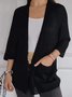 Cardigans Femmes Décontracté Plain Printemps / Automne Col V Quotidien Ample Manches trois quarts Régulier Régulier